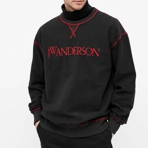 J.W. Anderson Black Sweater with Red Trim and Logo